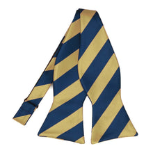 Load image into Gallery viewer, Light Gold and Twilight Blue Striped Self-Tie Bow Tie