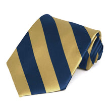 Load image into Gallery viewer, Light Gold and Twilight Blue Extra Long Striped Tie