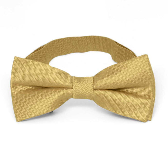Pale Gold Herringbone Silk Bow Tie
