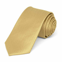 Load image into Gallery viewer, Pale Gold Herringbone Silk Slim Necktie, 2.5&quot; Width