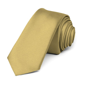 Light Gold Premium Skinny Necktie, 2" Width