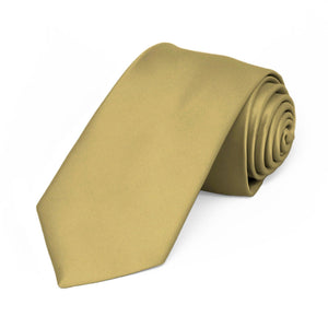 Light Gold Premium Slim Necktie, 2.5" Width