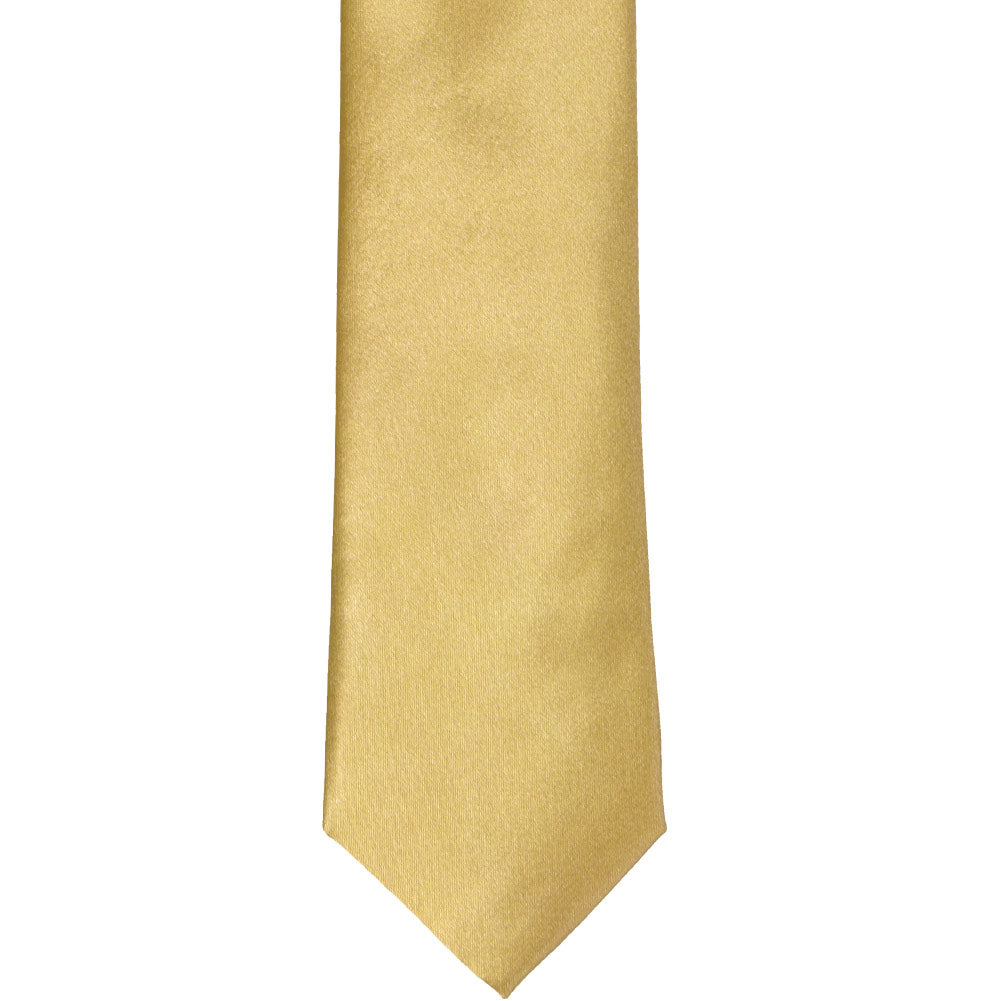 Pale Gold Slim Solid Color Necktie, 2.5