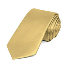 Load image into Gallery viewer, Pale Gold Slim Solid Color Necktie, 2.5&quot; Width