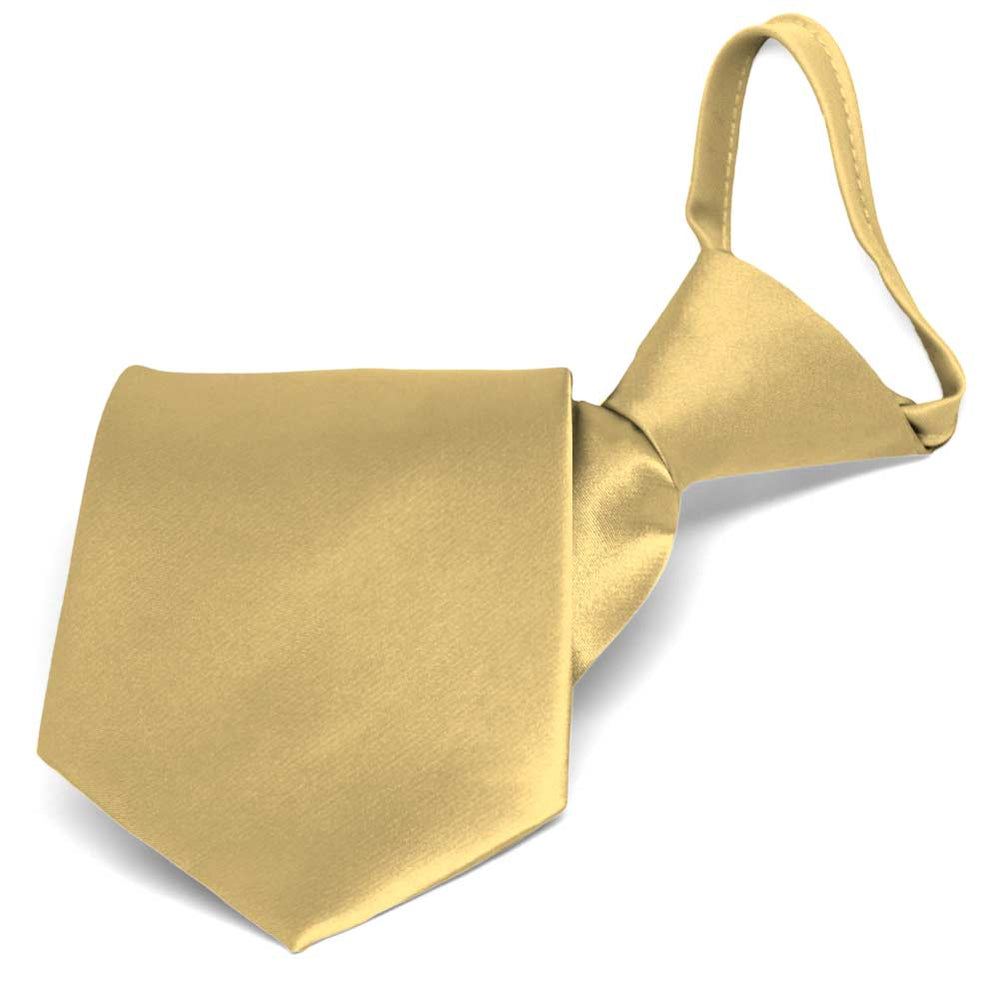 Pale Gold Solid Color Zipper Tie