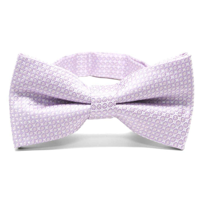 Light purple circle pattern bow tie, front view
