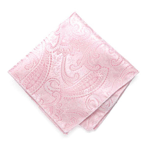 Light pink paisley pocket square, flat front view