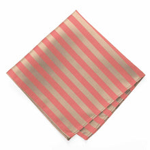 Load image into Gallery viewer, Palm Coast Coral and Beige Formal Striped Pocket Square