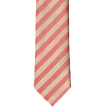 Load image into Gallery viewer, Front view palm coast coral and beige striped tie