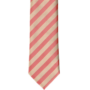 Front view palm coast coral and beige striped tie