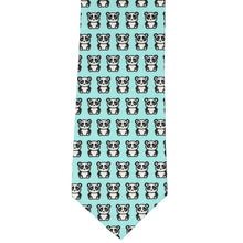 Load image into Gallery viewer, Front view aqua blue tie with small cartoon panda bears