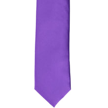 Load image into Gallery viewer, Front bottom view of a pansy purple slim tie