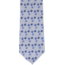 Load image into Gallery viewer, Front view small pawprint pattern tie in blue
