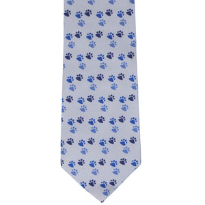 Front view small pawprint pattern tie in blue