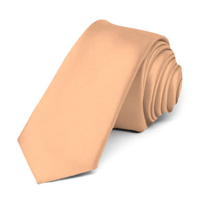 Peach Premium Skinny Necktie, 2" Width