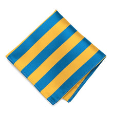 Load image into Gallery viewer, Peacock Blue and Golden Yellow Striped Pocket Square