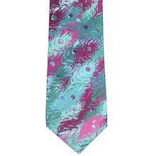 Load image into Gallery viewer, Necktie with jewel-tone peacock feathers