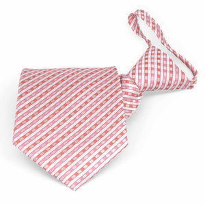 Pink and white plaid zipper tie, folded front view