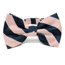 Load image into Gallery viewer, Petal and Navy Blue Striped Bow Tie