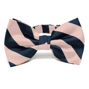 Petal and Navy Blue Striped Bow Tie