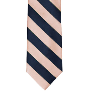 Front view petal and navy blue striped tie