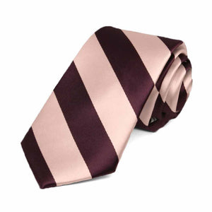 Petal and Wine Striped Slim Tie, 2.5" Width