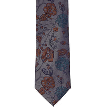 Load image into Gallery viewer, Bottom front view of a dark gray floral tie