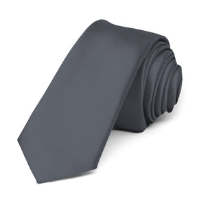 Pewter Premium Skinny Necktie, 2" Width