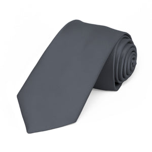 Pewter Premium Slim Necktie, 2.5" Width