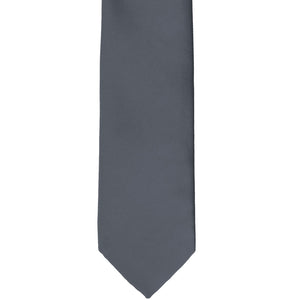 Front bottom view of a pewter slim tie