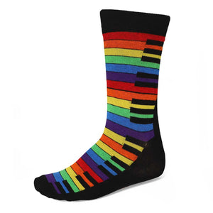 Men's piano key socks in rainbow colors