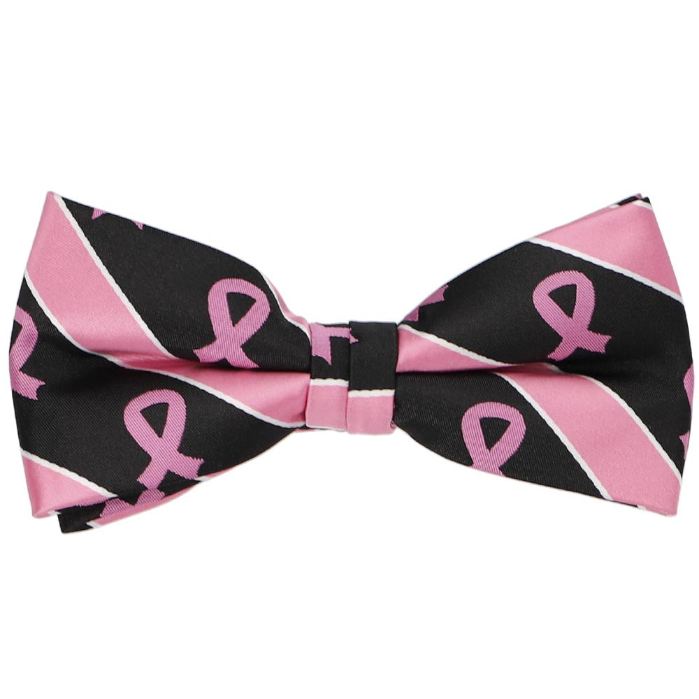 Breast Cancer Awareness Striped Bow Tie in Black
