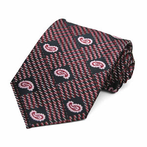 Black and Light Pink Churchill Paisley Necktie
