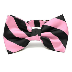 Pink and Black Striped Bow Tie
