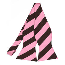 Load image into Gallery viewer, Pink and Brown Striped Self-Tie Bow Tie