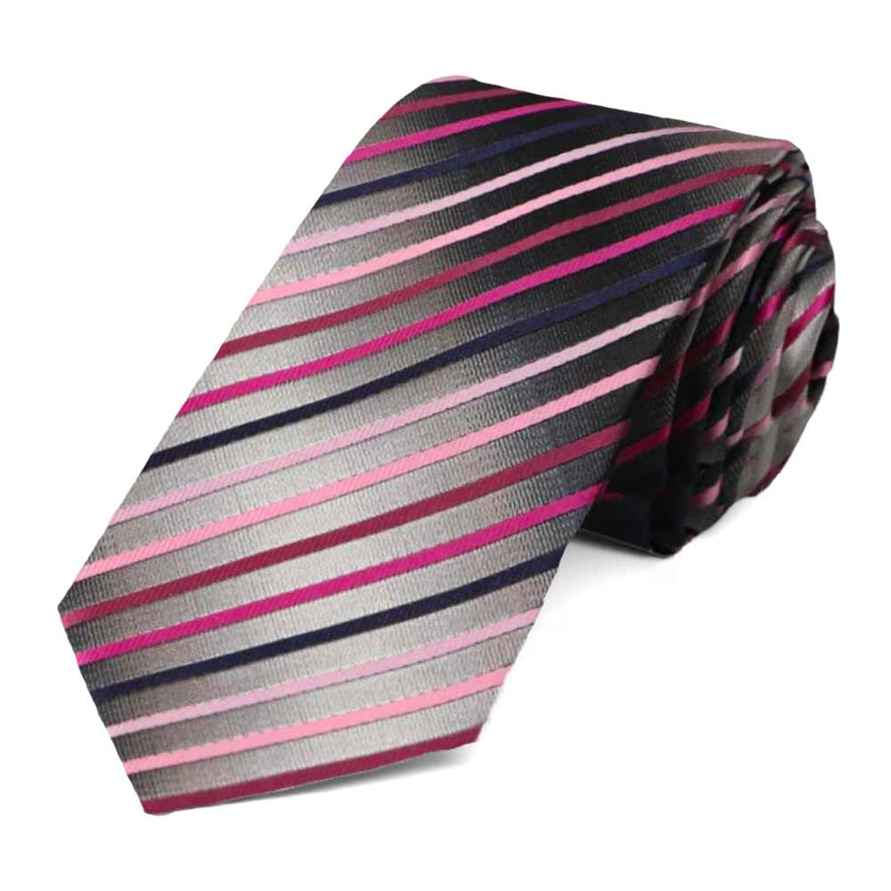 Pink Kissimmee Striped Slim Necktie