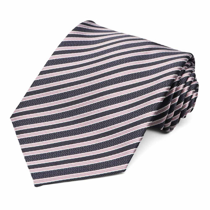 Gray and Pink Alice Striped Necktie