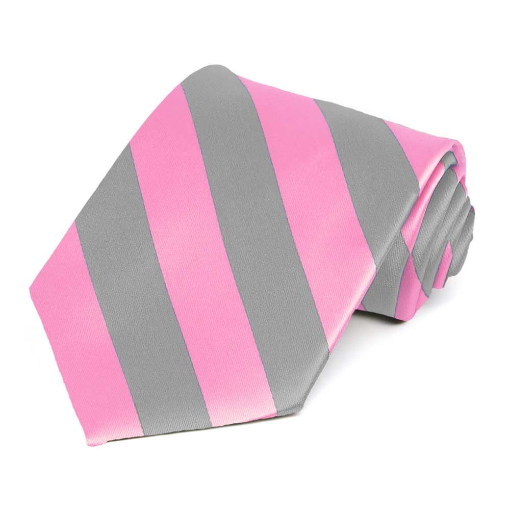 Pink and Gray Striped Tie
