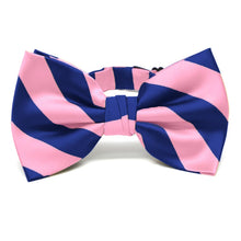 Load image into Gallery viewer, Pink and Royal Blue Striped Bow Tie