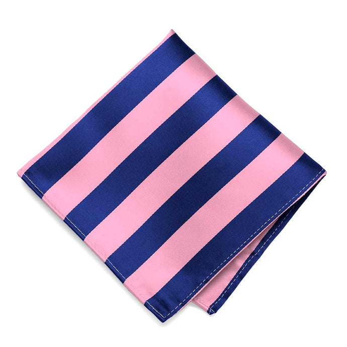 Pink and Royal Blue Striped Pocket Square