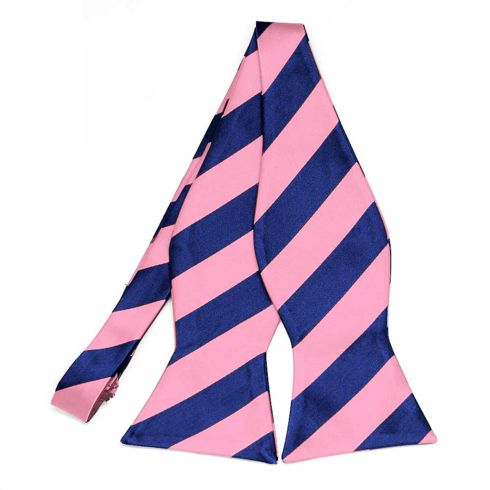 Pink and Royal Blue Striped Self-Tie Bow Tie