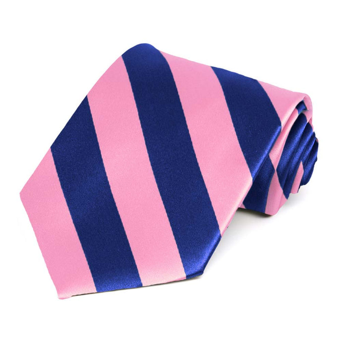 Pink and Royal Blue Striped Tie