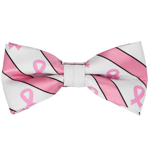 Breast Cancer Awareness Striped Bow Tie in White