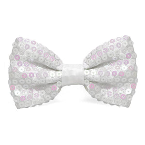 White and Pink Sequin Bow Tie