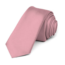 Load image into Gallery viewer, Pink Champagne Premium Skinny Necktie, 2&quot; Width