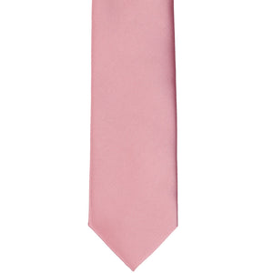 The front bottom view of a pink champagne slim tie