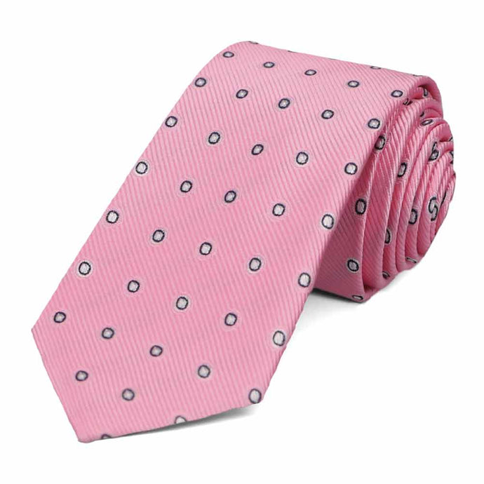 Pink Willoughby Dotted Slim Necktie