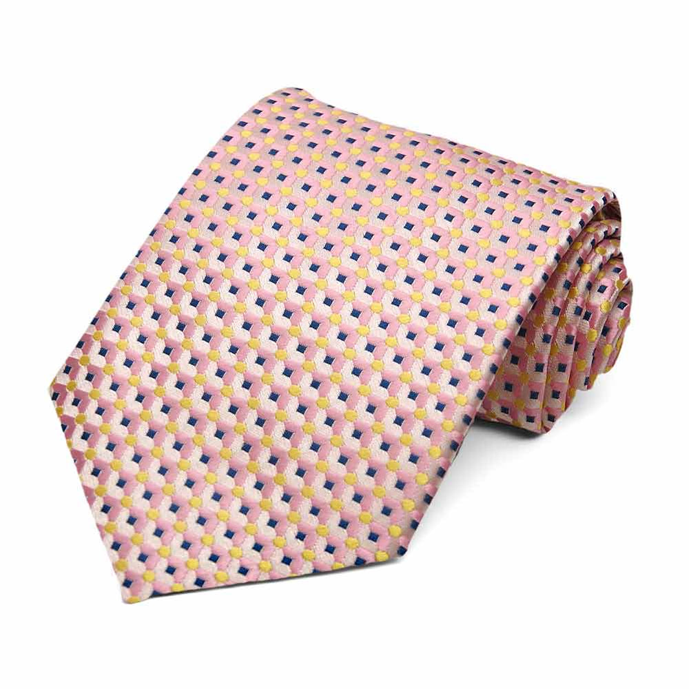 Pink Island Geometric Necktie