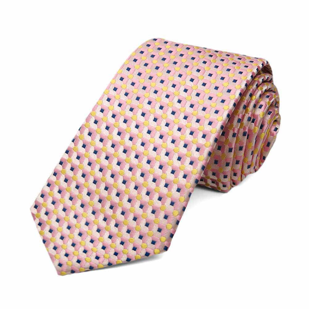 Pink Island Geometric Slim Necktie