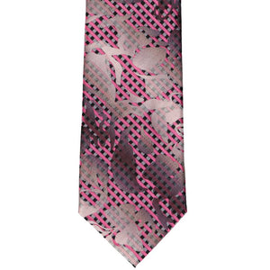 Pink floral gingham tie front view
